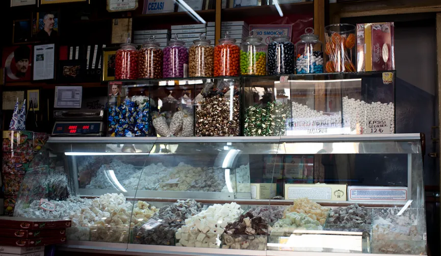 Traditional Turkish food products display